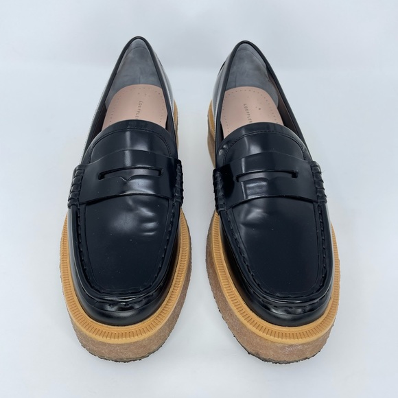 Loeffler Randall Rikki Leather Chunky Platform Penny Loafers in Black Size 9.5 - Picture 5 of 14